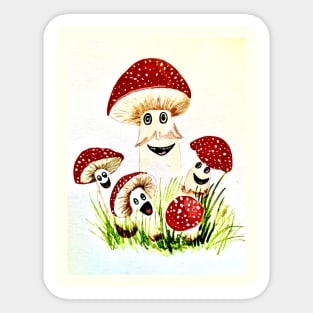 Mushroom family Sticker